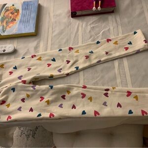 Cat & Jack Cream Leggings with Colorful Heart Pattern